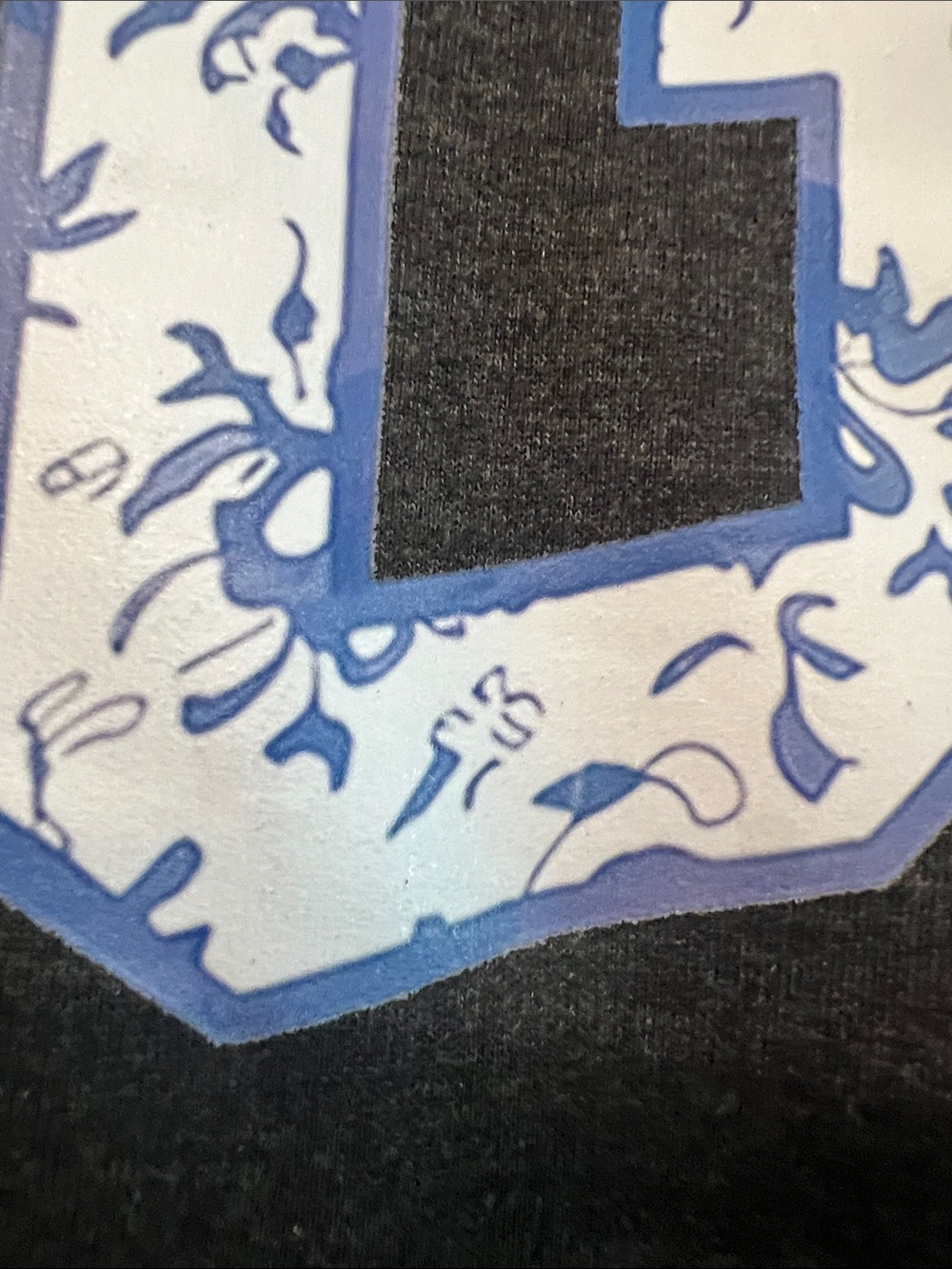 Beginning Boutique Dark Charcoal Sweatshirt with White and Blue GIGI Lettering - Picture 4 of 16